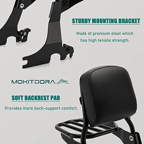 Mokitdora Detachable Backrest Sissy Bar Upright With Pad & Luggage Rack For Harley 2004-Later Sportster Xl 883 1200, Black #TOP6