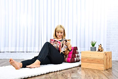 Image of Leewadee Triangle Cushion - Comfortable Backrest for TV or Reading, Incline Pillow for Relaxing Made of Kapok, 20 x 13 x 13 inches, Auburn Pink