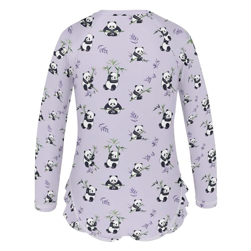 Panda Animal Cute Girls Long Sleeve Rashguard Swimsuit UV Protection One-Piece Swimwear Bathing Suit B04038363