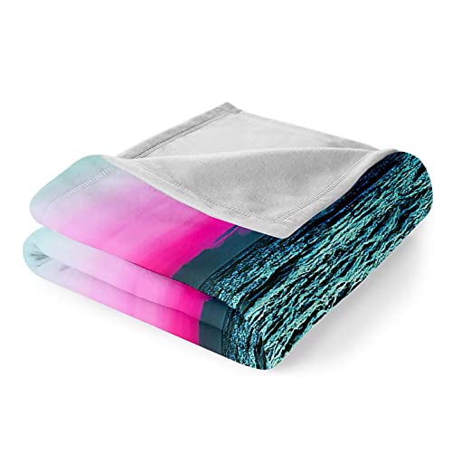 Couverture polaire flannel KnSam grand confort bleu eau de mer