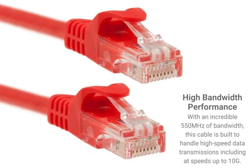 Cable de red Cat6 UTP patch cord 10 ft rojo RJ45 miniatura 5