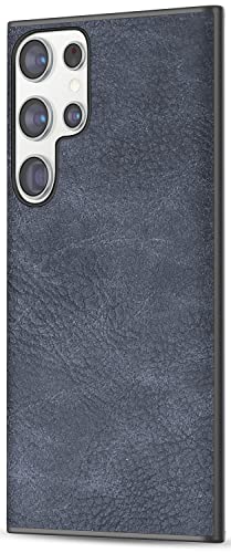 SALAWAT Galaxy S22 Ultra Case, Slim PU Leather Vintage Shockproof Phone Case Cover Lightweight Soft TPU Bumper Hard PC Hybrid Protective Case for Samsung Galaxy S22 Ultra 6.8 Inch 2022 (Blue)