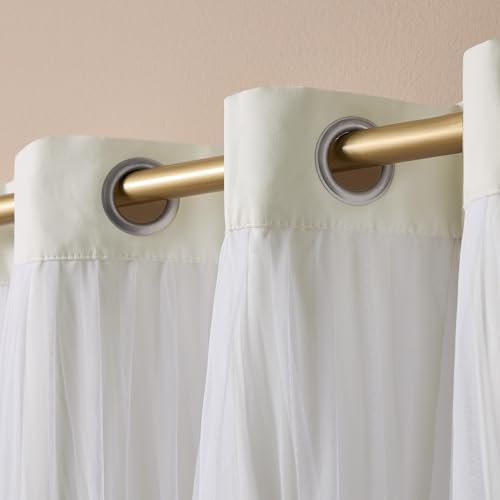 Image of TOWN & COUNTRY LUXE Talia Double Layer Indoor Curtains, Sheer and Room Darkening Blackout, Grommet Top, Energy Efficient, 2-Pack Set, 52 inchx120 inch, Vanilla