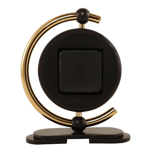 Image of Decor de Maison Brings Handcrafted Aleksi Mini Table Clock for KidsRoom, Living Room, Bedroom, Study Table | Classic Non-Ticking Tabletop Battery Operated Analog Desk Clock (Black)
