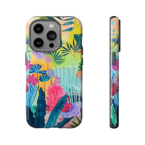 Coque rigide iPhone 14 Pro illustration de jardin tropical