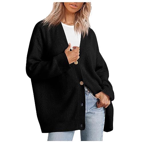 Cardigan Sweaters for Women Button-Down Long Sleeve Knit Sweater V Neck Open Front Sweater Cardigan Casual Fall Tops