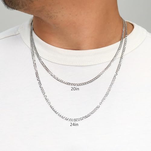 Nuragold 10k Real White Gold Solid Cuban Curb Link 4mm Chain Necklace (16"-30") Italian Jewelry for Men & Women2