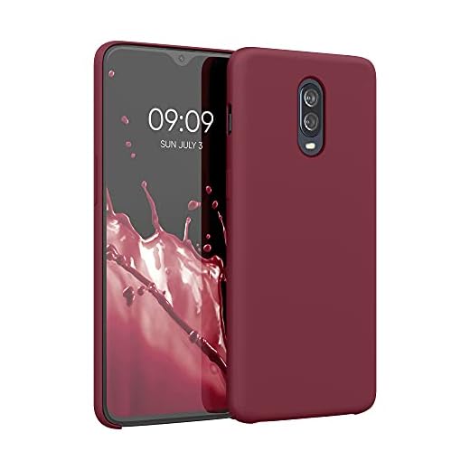 kwmobile TPU silikonfodral kompatibel med OnePlus 6T - fodral smal telefonskydd med mjuk finish - rabarber röd