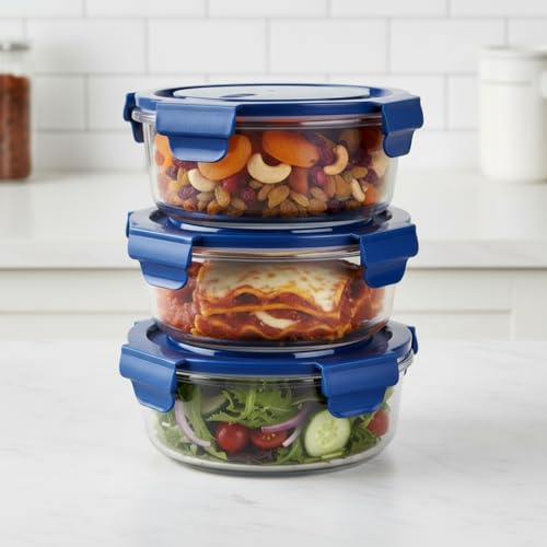 Image of ginoya brothers 620 ML Glass Meal Prep Containers, Food Storage Containers with Lids Airtight, Glass Lunch Boxes, Microwave, Oven, Go & Freezer-to-Oven-Safe Food Containers.