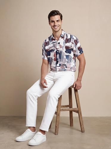 Image of GRECIILOOKS Shirts for Mens | Stylish Shirt for Summer and Vacation | Casual Printed Outfit Men | Trendy Button Down Reguler fit Men`s Shirt | Comfort Rich Formal Shirts