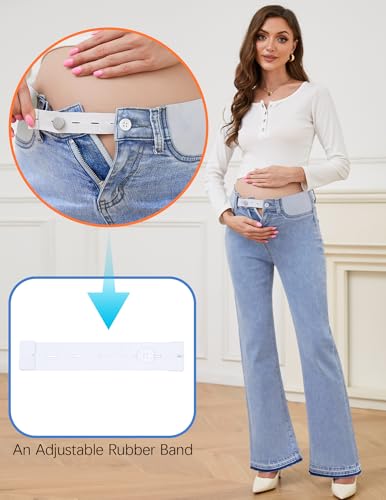 Image of PACBREEZE Women's Maternity Flare Jeans Mid-Rise Stretchy Bell Bootcut Jeans Denim Pregnancy Pants, S-XXL