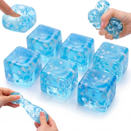 Image of Gemscream Stress Cube Bulk Slow Rising Ice Cube Stress Ball Sensory Squeeze Cubes Halloween Goodie Bag Stuffing for Adult Birthday Gift Anxiety Relief Party Favors(6 Pcs,Blue)