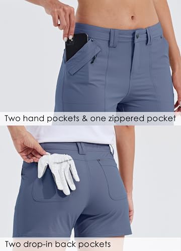 Willit Short feminino de golfe para caminhada, secagem rápida, atlético, casual, verão, com bolsos,
