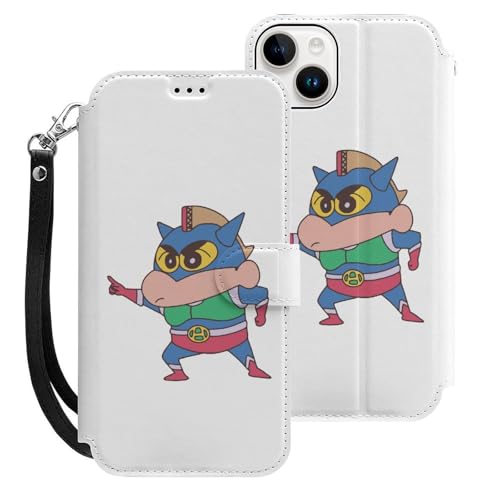 クレヨンしんちゃん iPhone15Plus用ケース 手帳型 スマホケース アイホン15Plus用 財布型カバー カードポケット スタンド機能 誕生日ギフト 人気 男女兼用