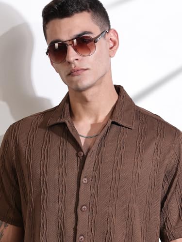 Image of Thomas Scott Men Polyester Blend Solid Oversized Fit Shirt