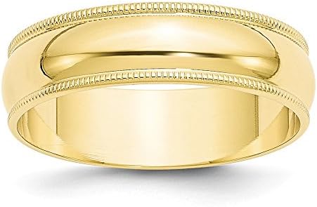 10k Yellow Gold 6mm Milgrain Plain Classic Dome Wedding Band Ring