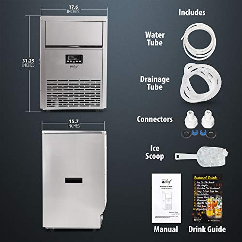 Deco Chef Commercial Ice Maker 99Lb Every 24 Hours 33Lb Storage Capacity Stainless Steel Great For Hotels, Restaurants, Bars, Homes, Offices Includes Connection Hoses And Ice Scoop #TOP4