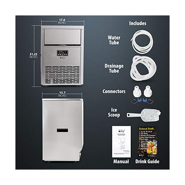 Deco Chef Commercial Ice Maker 99lb Every 24 Hours 33lb Storage Capacity Stainless Steel Great