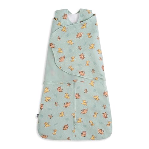 Image of HALO 100% Cotton Sleepsack Swaddle, 3-Way Adjustable Wearable Blanket, Small, TOG 1.5, Lion King Friends