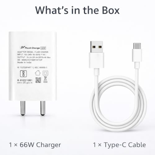Image of 66W Flash Charging Adapter with Flash Cable | Vivo-Compatible Fast Charging | 6 Months Warranty | Compatible with Vivo X21,X50 Pro,X60 Pro,X70, V25 Pro, V27 Pro, V29e