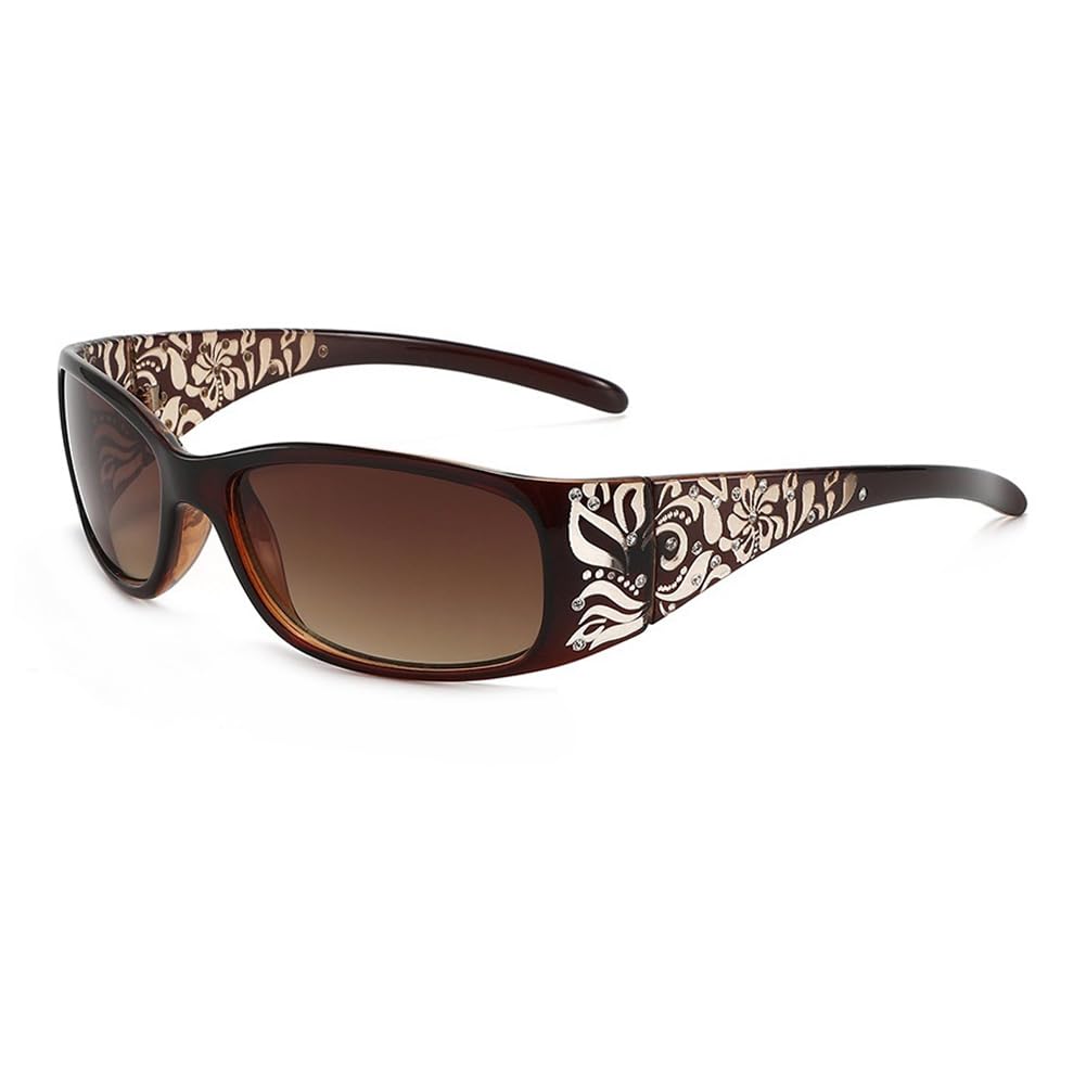 hermaner Rectangular Sunglasses Womens UV400 Protection Thick Flower Print Temples Gradient Lenses Luxury Ladies Sun Glasses Personality Sunnies Outdoor Street Party Travel