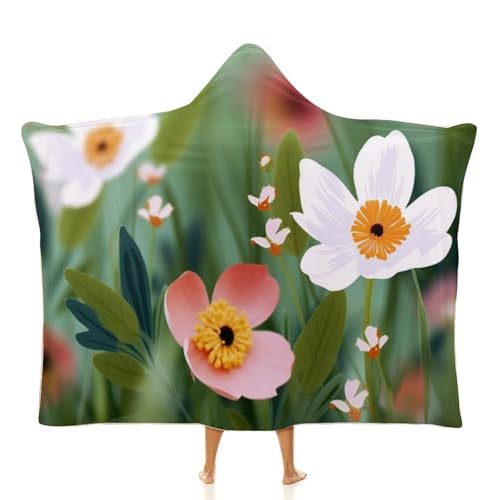 Cape à capuche imprimé floral pour un voyage confortable ou vos journées cocooning au bureau