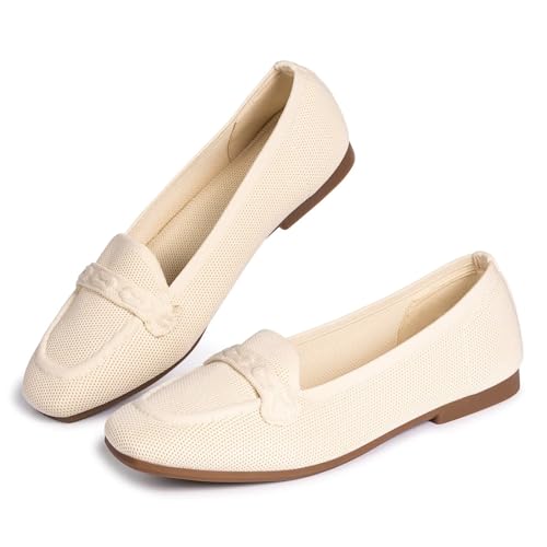 Image of Frank Mully Women's Loafer Flats Square Toe Comfortable Office Work Shoes, Cute Penny Loafer Slip On Walking Driving Shoes