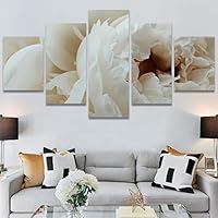 SIGNWIN 5 Panel Canvas Wall Art White Petal for Home Decorations Ready to Hang - 60