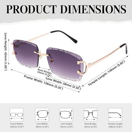 Pro Acme Y2K Rimless Rectangle Sunglasses - Fashion Cutting Designs Trend Square Men's Women's Eyewear2