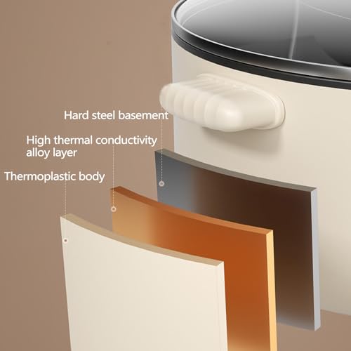 ARTSIM Self Heating Hot Pot, 6 Litres, 1350 Watts, 30cm Diameter Hot Pot Electric Dual Hot Pot Cooker Electric Ideal for Family Gatherings (with 2 Leaky Nets),white - Image 4