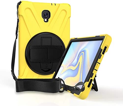 Galaxy Tab A 10.5 Case T590 2018, KIQ Shockproof Heavy Duty Military Armor Hybrid Case Cover Kickstand for Samsung Galaxy Tab A 10.5 2018 SM-T590 (Shield Yellow)