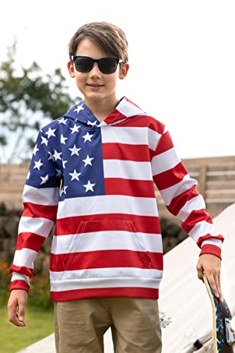 Boys Hoodies For Kids Cool 3D Patriotic Flag Hooded Sweatshirt Winter Warm Long Sleeve Hoodie Tops Boys Girls For 12-14 Years #TOP4
