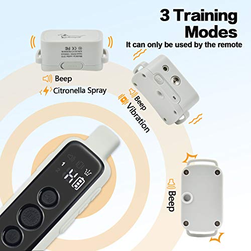 Citronella Dog Training Collar With Remote 【Can't Work Automatically】,3 Modes Harmless Spray/Vibration/Beep, Humane Citronella Dog Collar,1000Ft Range Safe Rechargeable Dog Spray Collar #TOP2