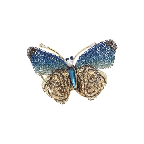 Colorful Butterfly Textile Pin Metal Butterfly Brooch Lightweight Wearable Art for Party Outfits Colorful Butterfly Brooch for W