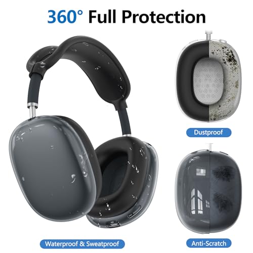 for AirPods Max 2 case Cover, Ear Pad Case Cover/Ear Cups Cover/Headband Cover for Apple AirPods Max 2&1(2026/2024/2020), Clear TPU Transparent and Silicone Accessories for Apple AirPods Max, Black by Polislime - Image 4