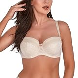 GAIA Dame Halbversteifter BH Netz Spitze Schalen Schleife Träger Dessous 1191 Bice, Beige,65H