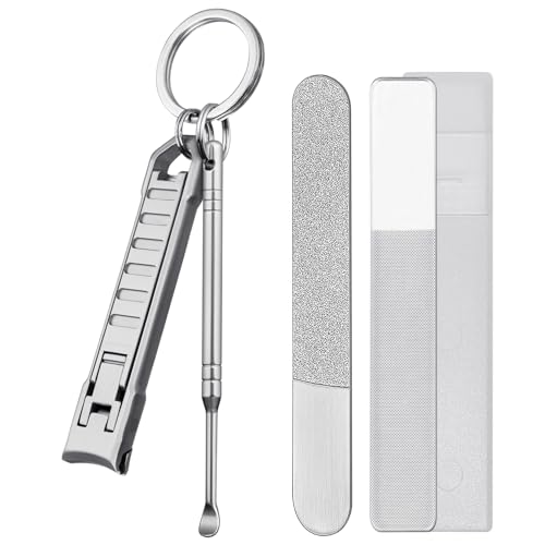 Coupe-ongles fin portable en acier argenté durable avec étui chic