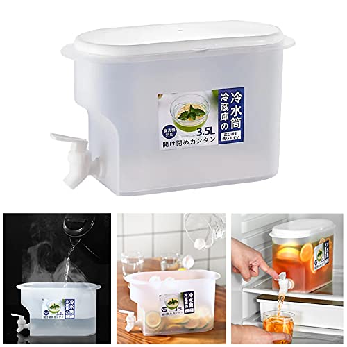 Dudnjc Drink Dispenser Cold Kettle With Spigot, 3.5L/1Gallon Refrigerator Cold Kettle Iced Beverage Dispenser, Plastic White 1Pcs #TOP3