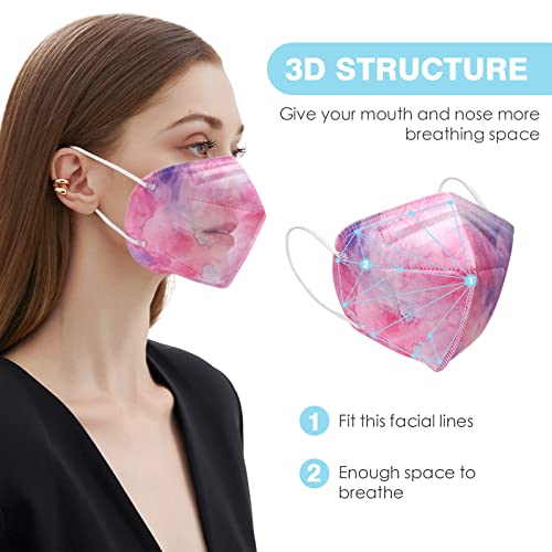 Image of SOOQOO 50 Pcs KN95 Face Maks for Audlts (Tie Dye)