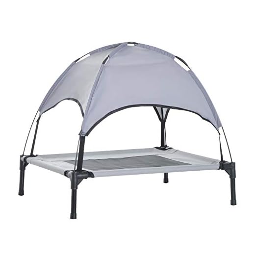 Pawhut Cama para Mascotas con Carpa Impermeable para Perro Gato Dormir en el Exterior Terraza Jardín (M: 76 x 61 x 76cm (LxAnxAl))