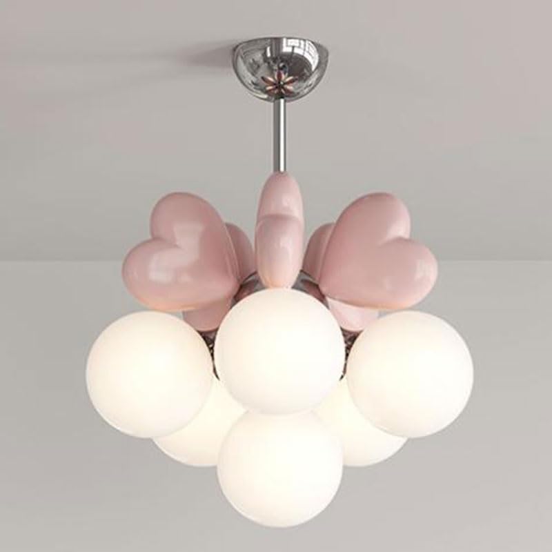 Lustre de chambre moderne en acrylique crème et métal rose E27