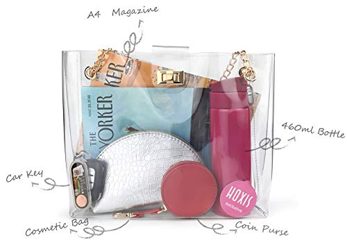 Multifunction Clear Chain Tote with Turn Lock Womens Shoulder Handbag - Image 5