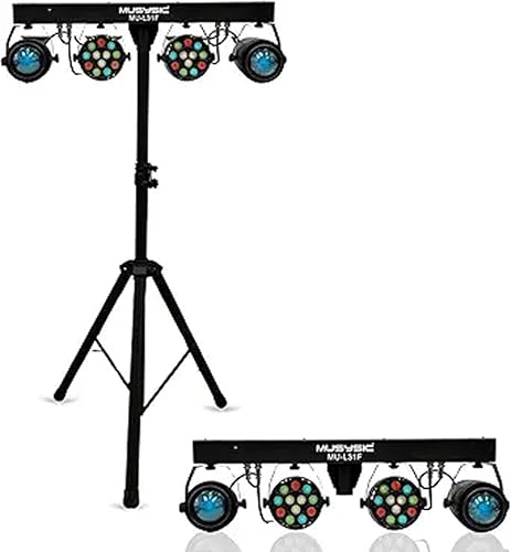 MUSYSIC Professional DJ Lights with Stand 30W RGB- 7‑Channel DMX512- LED Light Show Kit with DMX GigBar, Stage Lights for Parties, DJ Light Bar Package - Complete DJ Lighting System