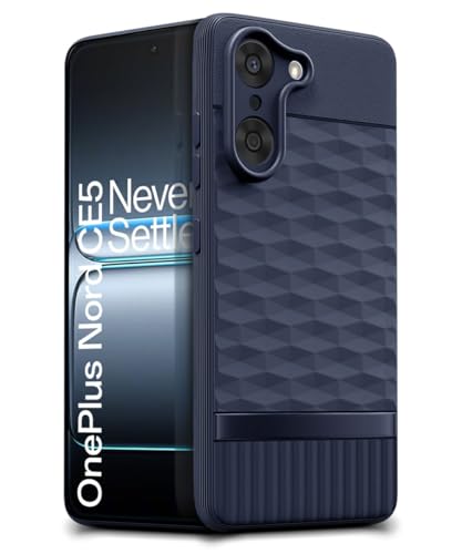 Image of WOW IMAGINE Back Cover for 1+ OnePlus Nord CE 5 5Gwith Hexa Cube Design | Ultra Slim Soft Rubberised Case | Inner Velvet Fabric | Matte Silicone Flexible Mobile Case | Camera Protection - Blue