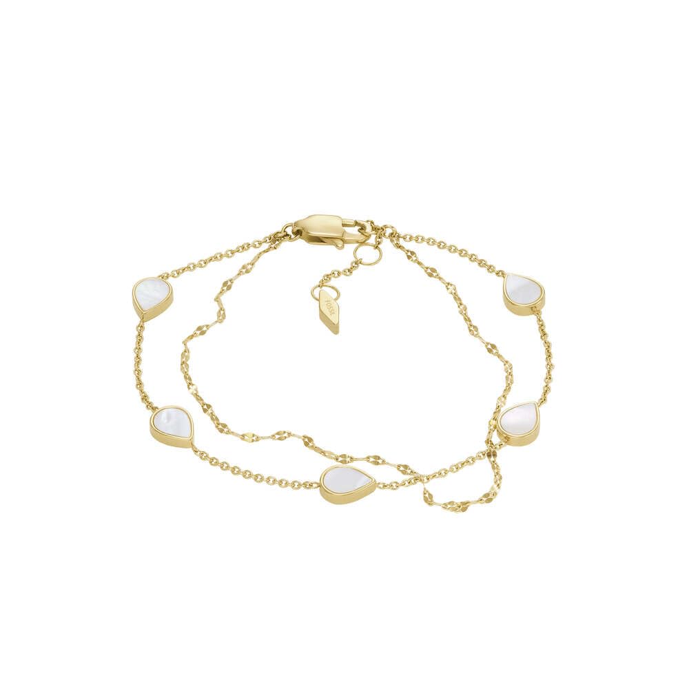 Fossil Teardrop White Mother Of Pearl Chain Bracelet
