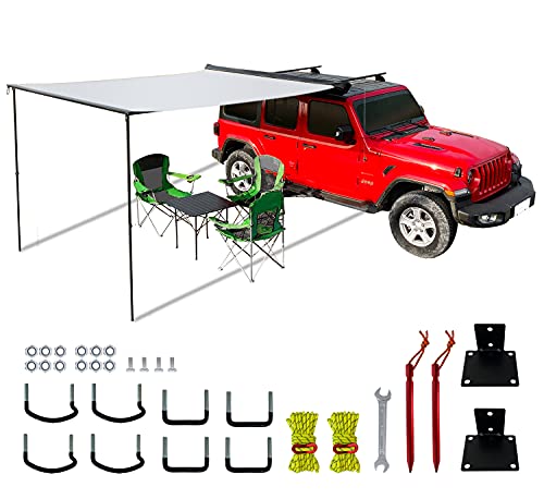leaveshade Car Awning Heavy Duty Retractable SUV Rooftop Side Tent ● 2000x2500 mm 6 6 x8 3 ● Innovated Premium Material&Accessories ● Waterproof, UV, 30oz Vinyl Case