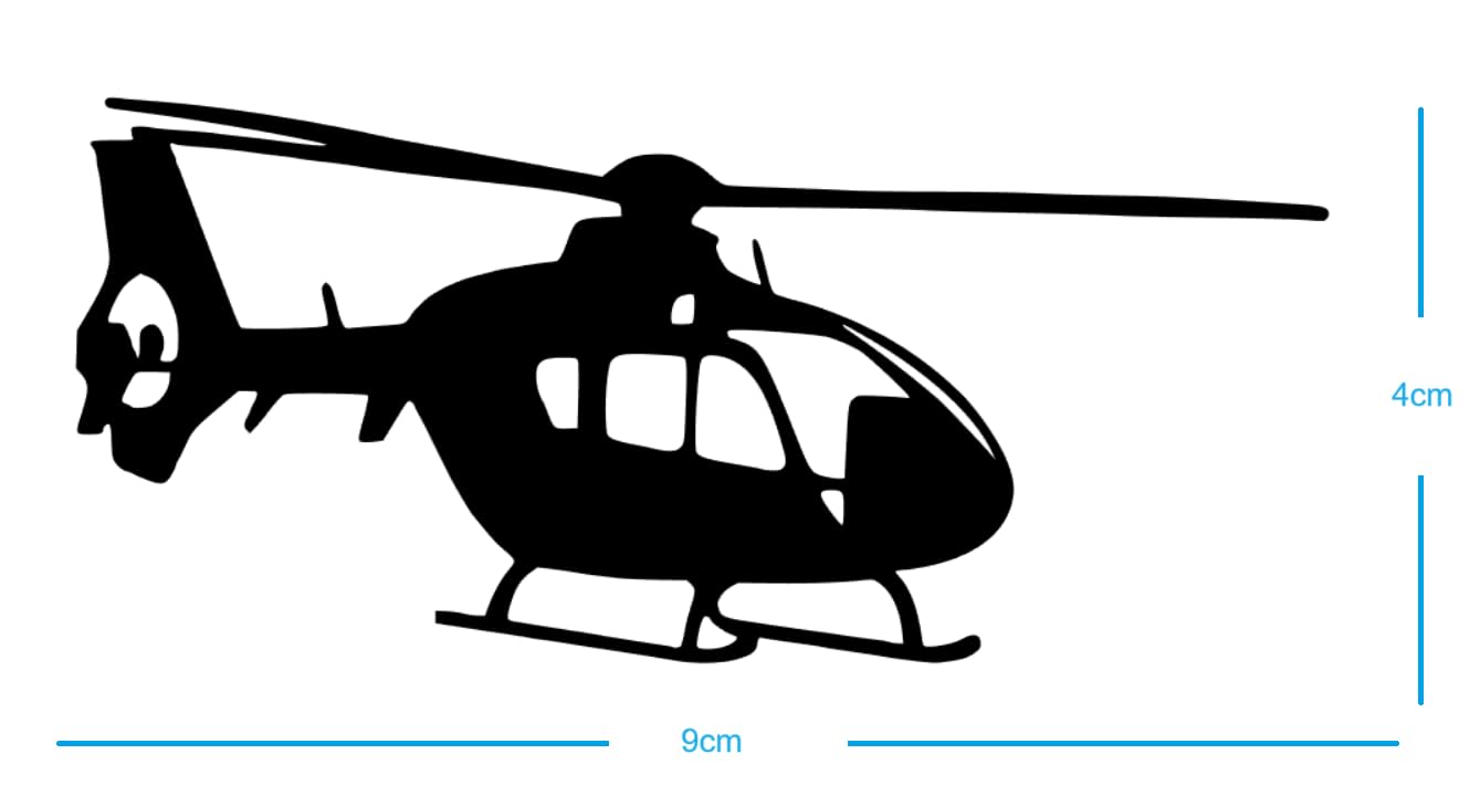 Pegatinas de helicóptero deportivo (9 x 4 cm)