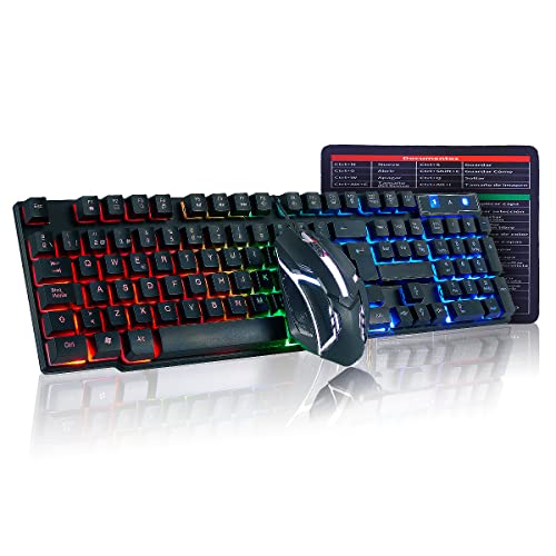 BNFU Kit Teclado y Mouse Gamer, Teclado Mecánico Español...