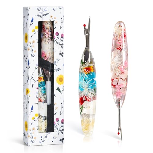 Reessy Seam Ripper Set, Small & Large Stitch Remover Tools with Resin Handles, Thread Pick Seam Cutter for Sewing, Stitch Removal, Alterations, Quilting & Crafts(A)