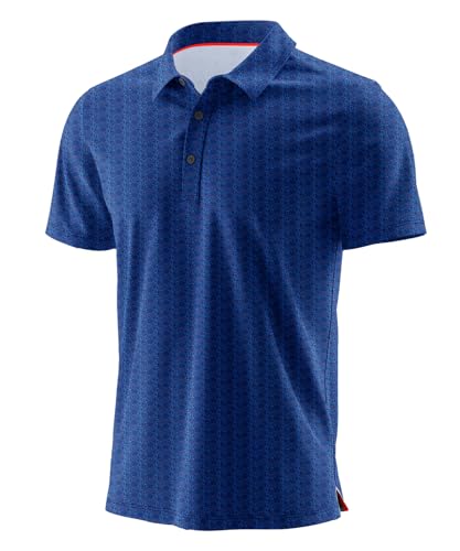 Image of QIXING Mens Golf Polo T Shirts for Men UK Tops (Navy Ocean Paisley, XL)